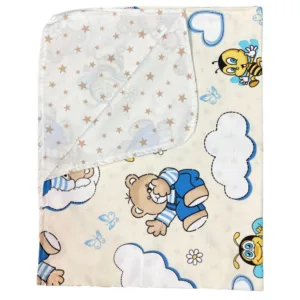 Paturica din panza de bumbac Junior 118x148 cm ursi cu albine crem