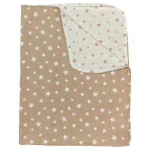Paturica din panza de bumbac bebelusi 78x98 cm stelute bej