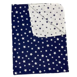 Paturica din panza de bumbac bebelusi 78x98 cm stelute bleumarin
