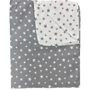 Paturica din panza de bumbac bebelusi 78x98 cm stelute gri