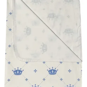Paturica dubla de vara Junior DeLuxe 100x135 cm coronite albastre