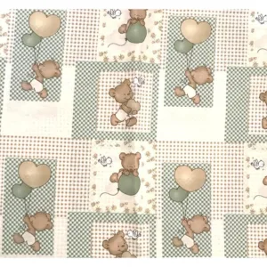Paturica dubla de vara Junior DeLuxe 100x135 cm ursuleti pe bej