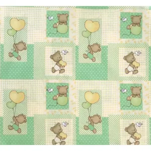 Paturica dubla de vara bebelusi DeLuxe 98x78 cm ursuleti pe verde