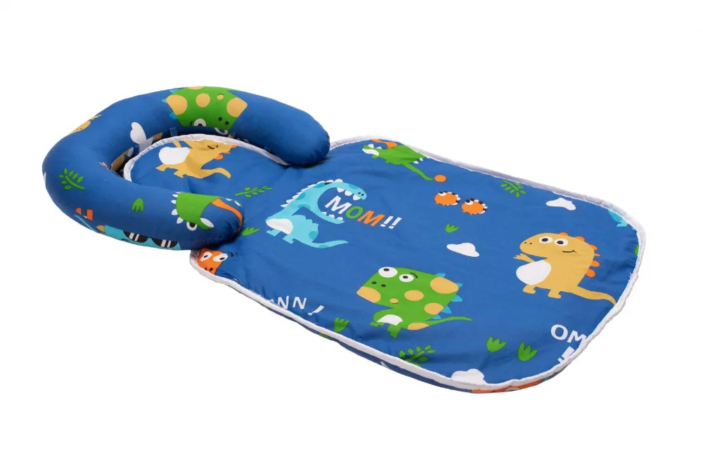 Paturica impermeabila cu tetiera detasabila model Dinozauri