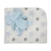 Paturica moale cu jucarie din plus Nappy Elefant Blue 90 x 75 cm 0 luni+