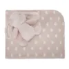 Paturica moale cu jucarie din plus Nappy Iepuras Pink 90 x 75 cm 0 luni+