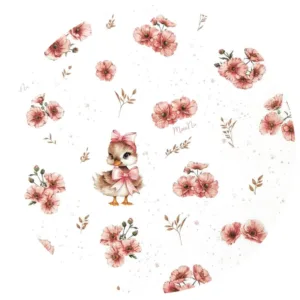 Paturica pentru scoica si carucior MimiNu cu gluga si urechi 90x90 cm Ducklings Powdery Pink