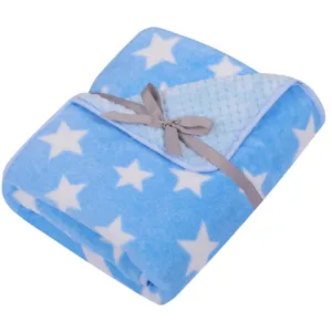 Paturica pufoasa cu doua fete 90x80 cm Blue Stars