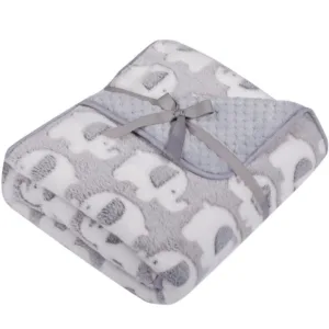 Paturica pufoasa cu doua fete 90x80 cm Grey Elefants