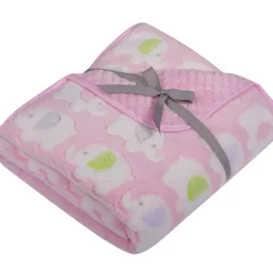 Paturica pufoasa cu doua fete 90x80 cm Pink Elefants