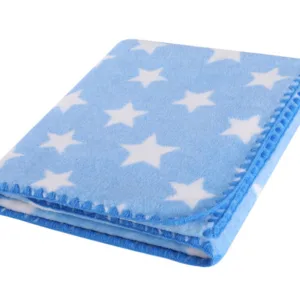 Paturica pufoasa pentru bebelusi 90x80 cm Blue Stars