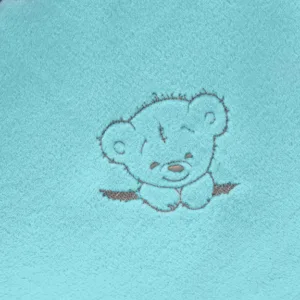 Paturica pufoasa pentru copii Premium Retro Bear Mint 75x100 cm