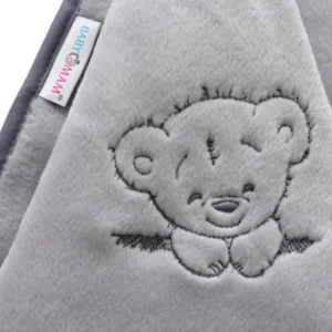 Paturica pufoasa pentru copii Premium Retro Bears Grey 75x100 cm