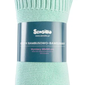 Paturica tricotata de bumbac si bambus Sensillo 100x80 cm menta