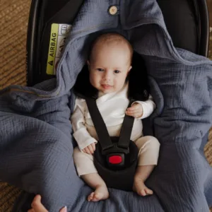 Paturica universala pentru scoica auto bumbacmuselina Petrol light Sleepee 1.5 Tog