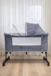 Patut Co-sleeper multifunctional 4 in 1 AppeKids Dreamy Grey cu inclinare antireflux