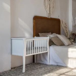 Patut balansoar co-sleeping din lemn Noble alb 90 x 40 cm