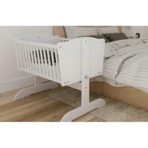 Patut balansoar din lemn Nichiduta Sweet Dream White pentru bebelusi 90x40 cm cu roti incluse