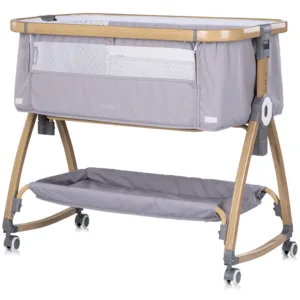 Patut co-sleeper Chipolino Charisma Platinum Wood cu laterala culisanta si functie de leagan