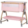 Patut co-sleeper Chipolino Charisma Powder Pink Wood cu laterala culisanta si functie de leagan