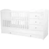 Patut copii transformabil din lemn cu 4 sertare Hubners Matei Kombi 120x60 cm alb cu stelute
