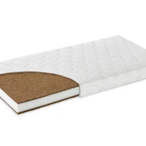 Patut cu sertar si leganare Roz + Saltea cu husa din bumbac 120x60x10 cm