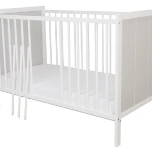 Patut din lemn 120 x 60 cm multifunctional cu sertar si somiera reglabila Nichiduta Cezar Alb
