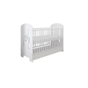 Patut din lemn MDF Nichiduta Ptilou Elefantel Alb cu sistem 3 bare detasabile
