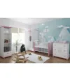 Patut din lemn MDF Nichiduta Ptilou Pink Princess cu sistem 3 bare detasabile