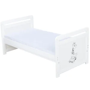 Patut din lemn Nadia II Babyneeds Girafa 120x60 cm multifunctional Alb