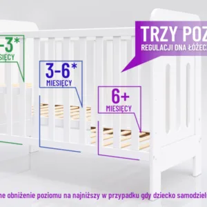 Patut din lemn Nichiduta Somn Usor Alb 120x60 cm pana la 4 ani