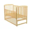 Patut din lemn Ola BabyNeeds 120x60 cm cu laterala culisanta Natur