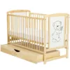 Patut din lemn Timmi BabyNeeds 120x60 cm cu sertar Natur