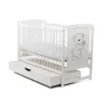 Patut din lemn Timmi Babyneeds 120x60 cm cu sertar Alb