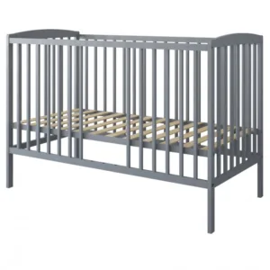 Patut din lemn pana la 4 ani cu somiera reglabila pe 3 nivele de inaltime Nichiduta 120x60 cm Grace Grey