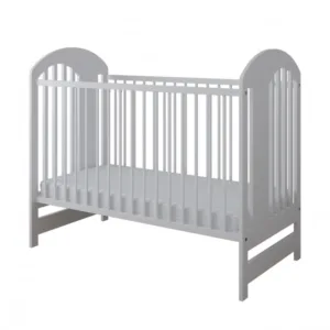 Patut din lemn pentru copii pana la 4 ani 124x66 cm cu sistem 3 bare detasabile Tymon White