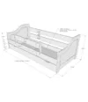 Patut din lemn si MDF Nichiduta Lili Alb 140x80 cm + bariera de siguranta 90 cm