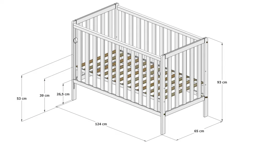 Patut din lemn si MDF pentru copii Nichiduta Bambi Cashmere cu laterala culisanta