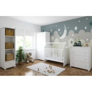 Patut din lemn tip Casuta 120x60 cm Nichiduta House Alb