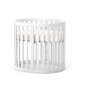 Patut oval pentru copii 90x70 cm LD14 Alb din lemn masiv de fag