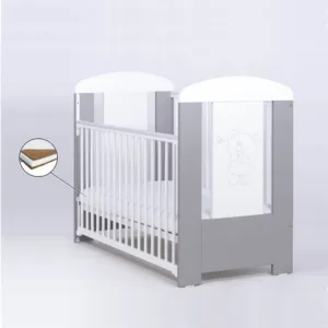 Patut pentru copii Bear Culisant Silver + Saltea Cocos 8 Cm