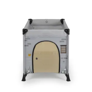 Patut pliabil 2in1 Cangaroo Playhouse Gri 124x63x126 cm cu doua nivele