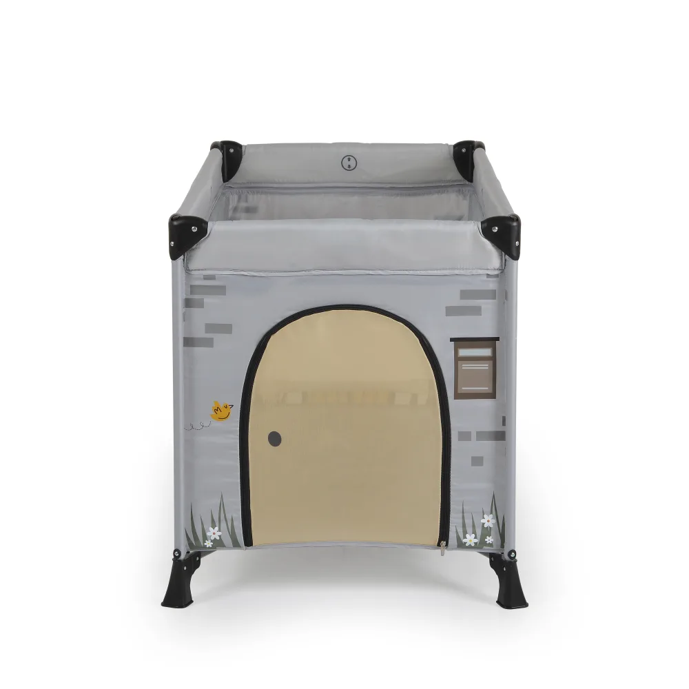 Patut pliabil 2in1 Cangaroo Playhouse Gri 124x63x126 cm cu doua nivele