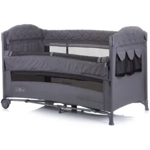 Patut pliabil Chipolino Merida graphite linen cu laterala culisanta