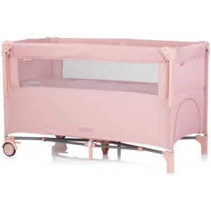 Patut pliabil Chipolino Pink Marshmallow Linen cu laterala culisanta