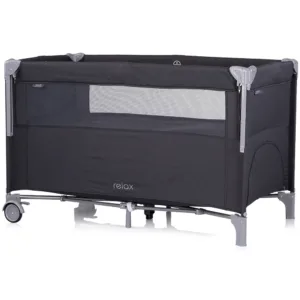 Patut pliabil Chipolino Relax Anthracite Linen cu laterala culisanta