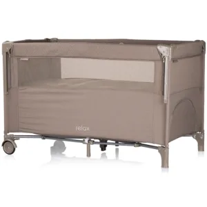 Patut pliabil Chipolino Relax Tiramisu Linen cu laterala culisanta