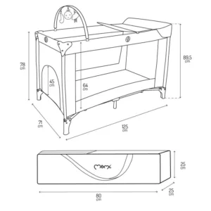 Patut pliabil cu doua nivele si masuta de infasat 120X60 cm Momi Belove Plus Beige