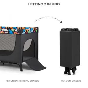 Patut pliabil cu un nivel KinderKraft Joy 2 cu salteluta si geanta de transport Happy Shapes