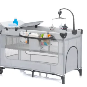 Patut pliabil pentru copii Fillikid Capri Grey cu saltea de infasat